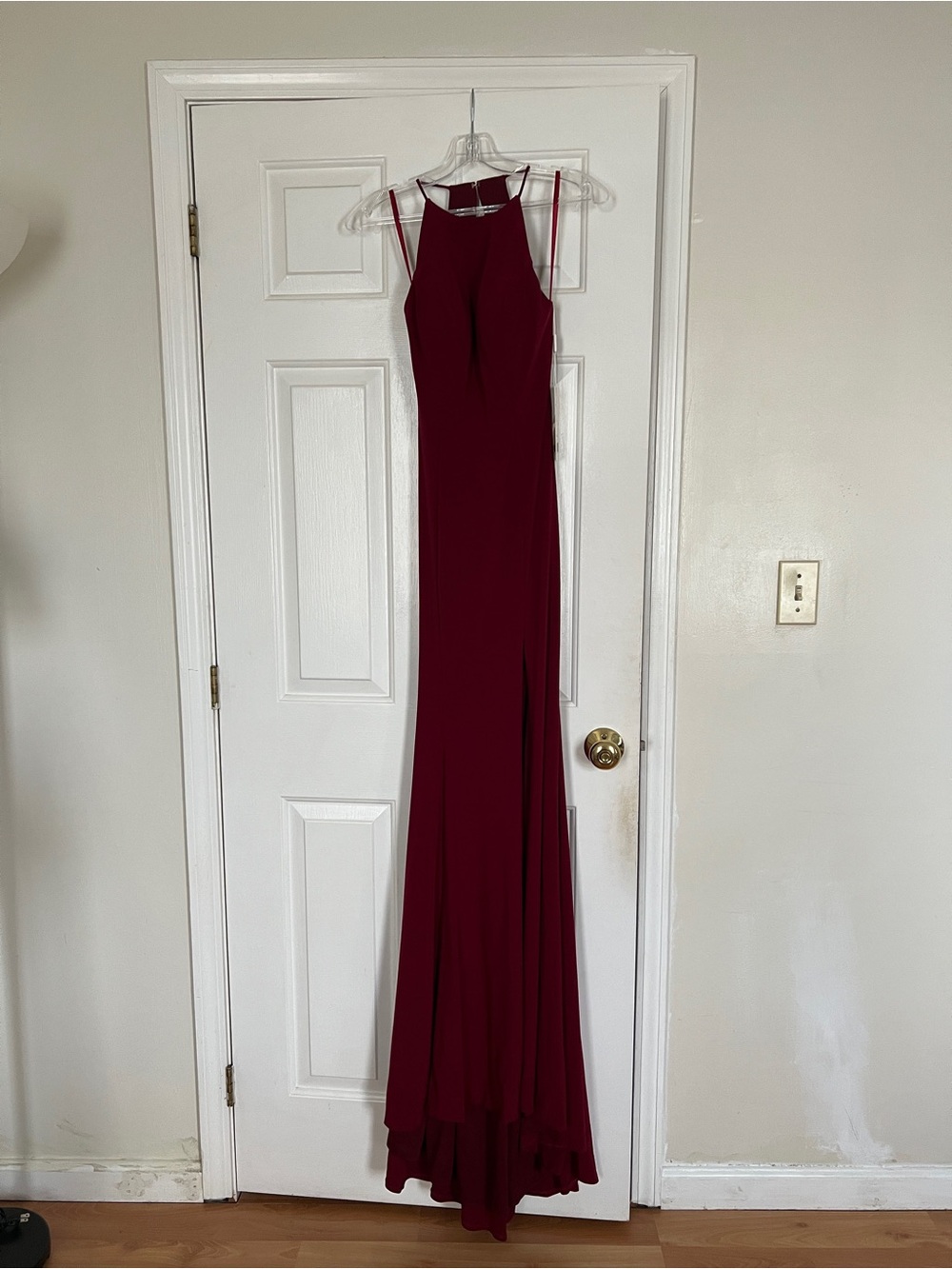 Madison James Burgundy Halter Gown